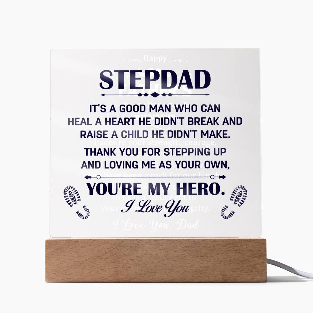 Stepdad You're My Hero Acrylic Square Plaque