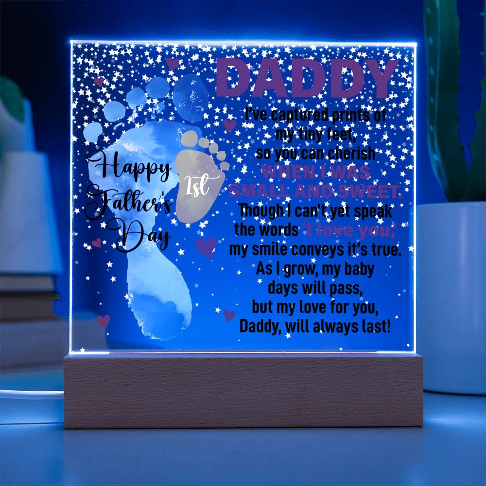Daddy Tiny Feet Happy Father's Day Acrylic Square Plaque