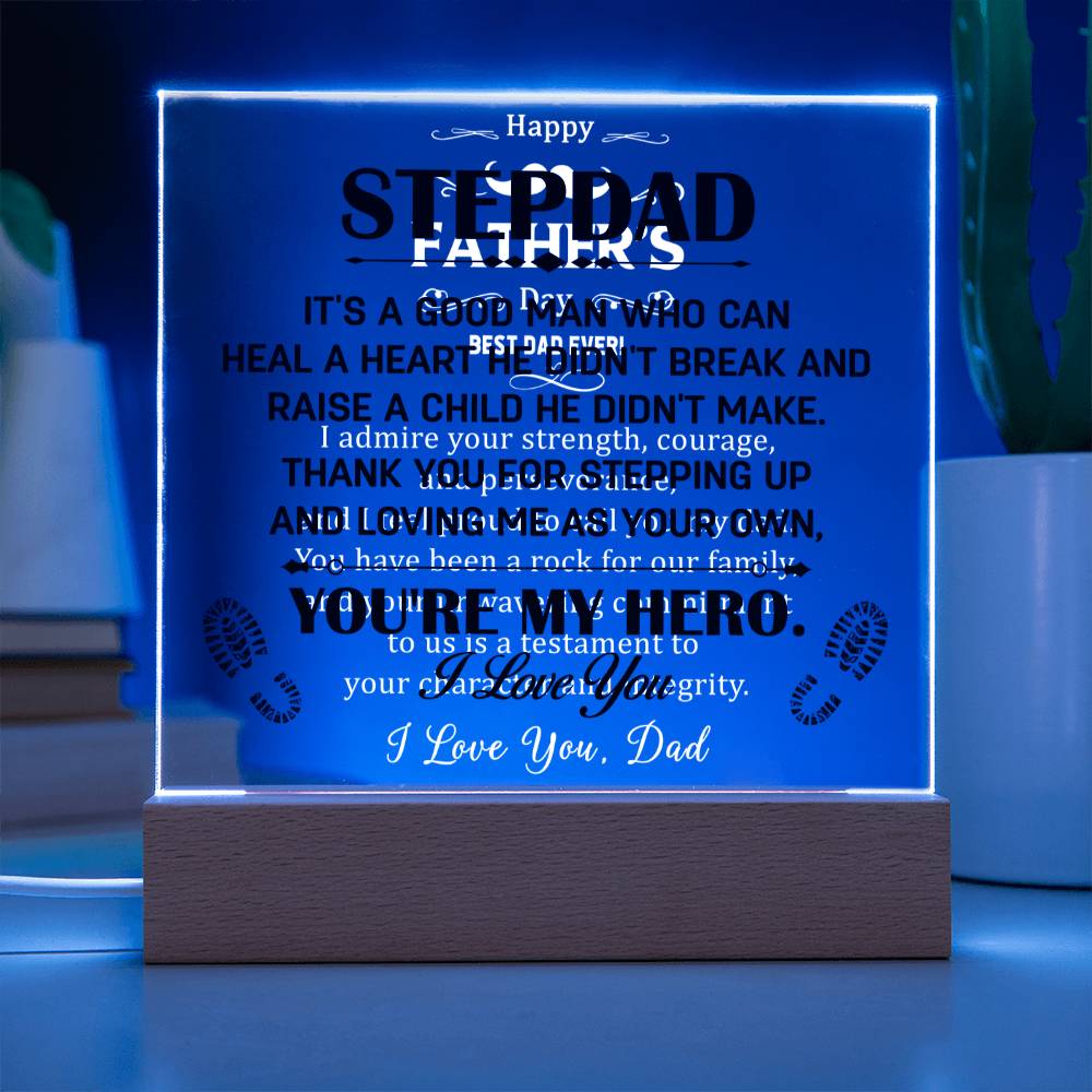 Stepdad You're My Hero Acrylic Square Plaque