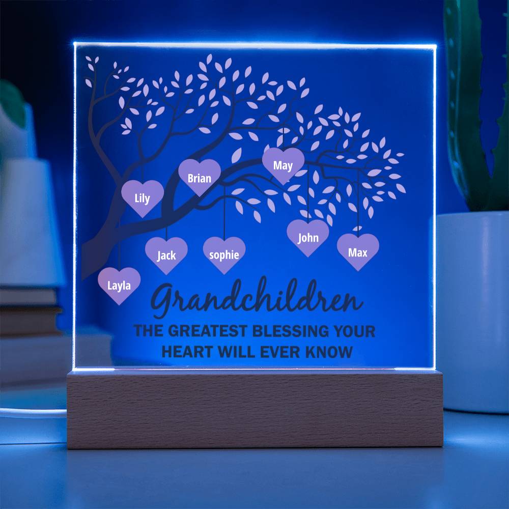 Grandchildren Greatest Blessing Personalised Acrylic Square Plaque