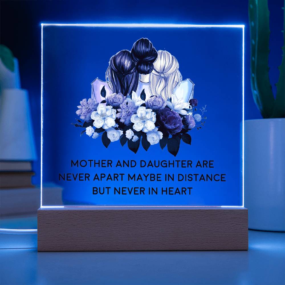 Mother and Daughter Never Apart Floral Acrylic Square Plaque
