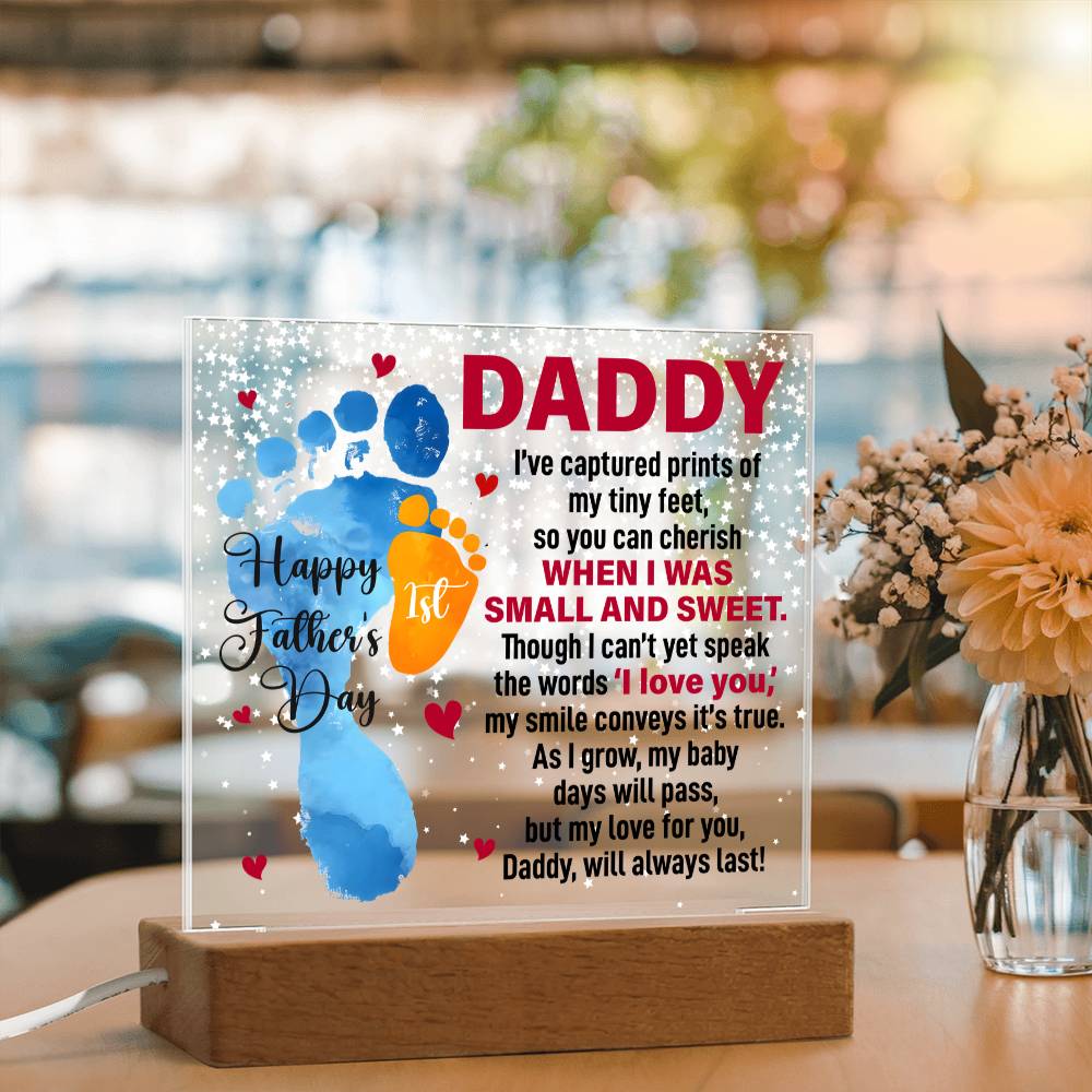 Daddy Tiny Feet Happy Father's Day Acrylic Square Plaque