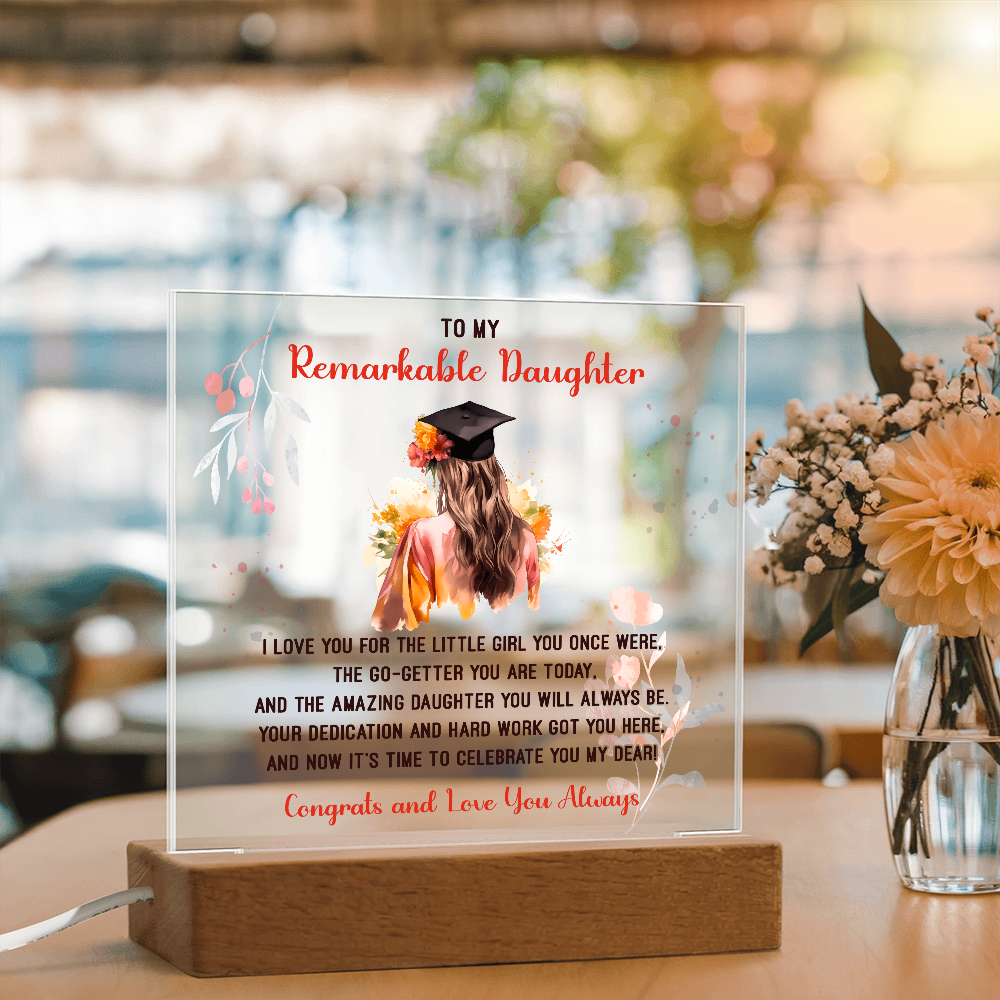 Remarkable Daughter Graduation Congratulations Acrylic Square Plaque