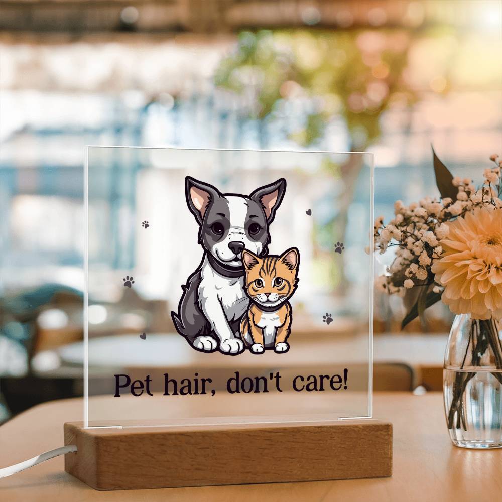 Pet Hair Don't Care Acrylic Square Plaque