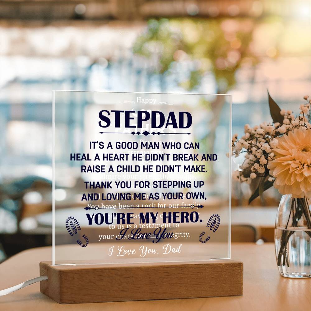 Stepdad You're My Hero Acrylic Square Plaque
