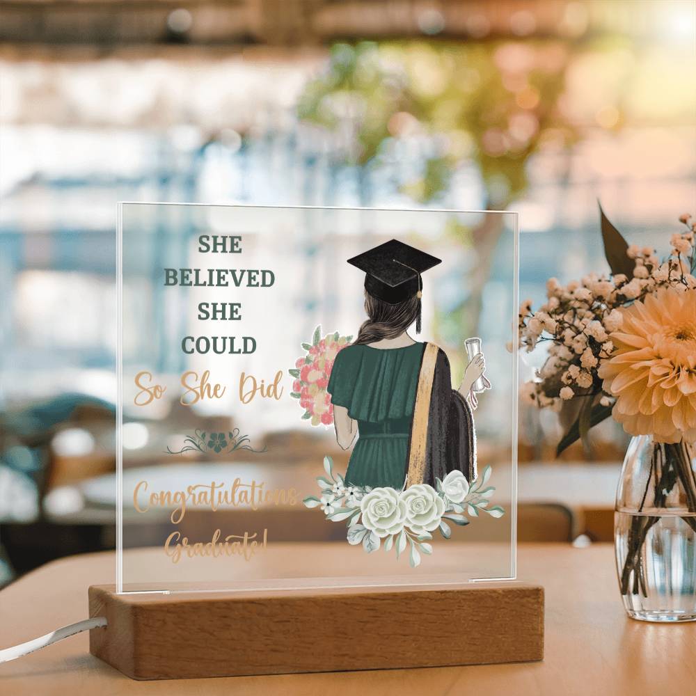 She Believed She Could Graduation Acrylic Square Plaque
