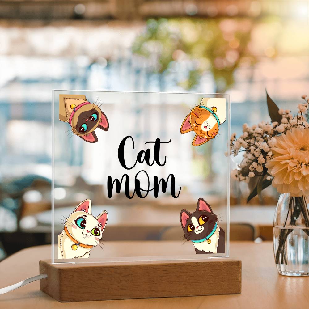 Cat Mum Acrylic Square Plaque