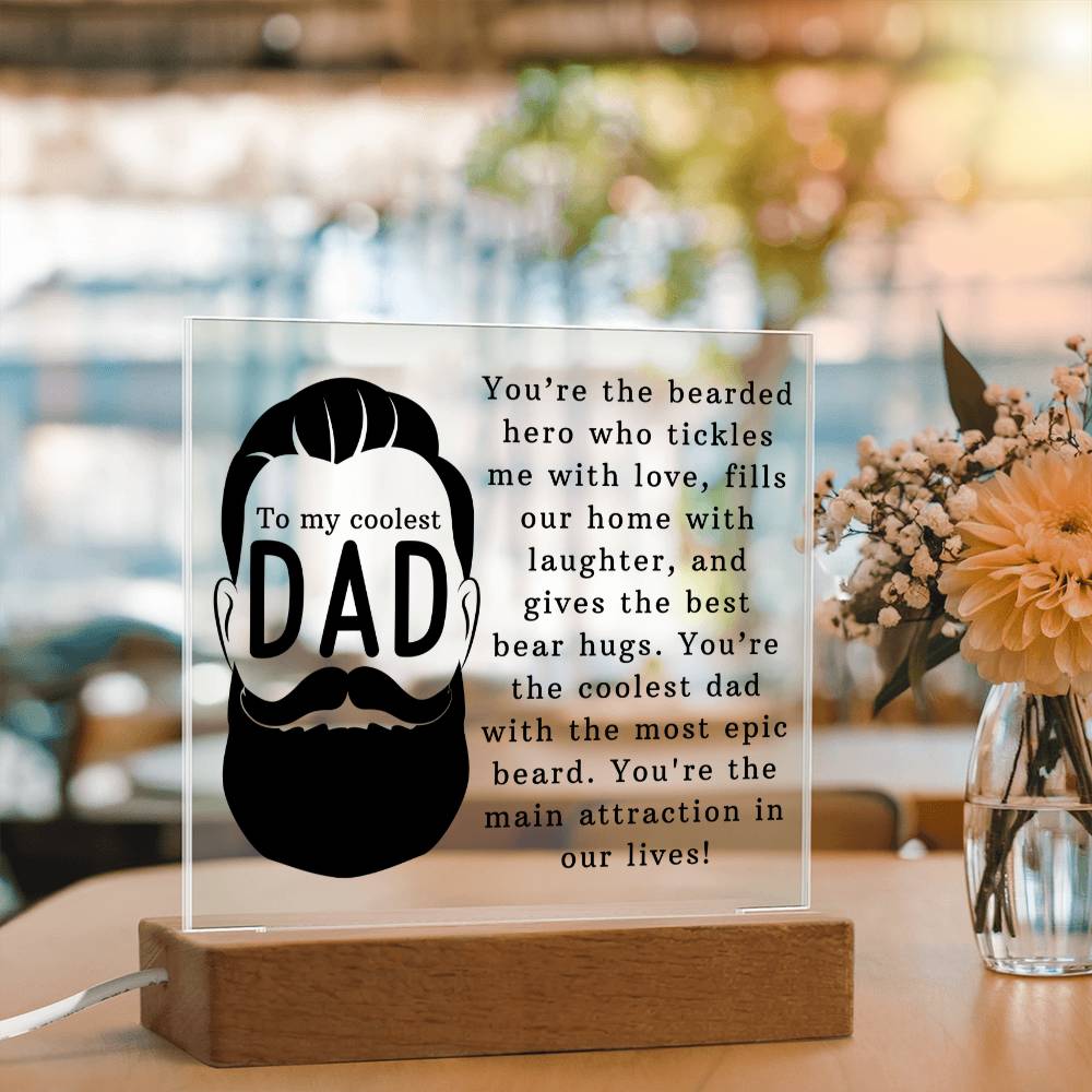 Coolest Bearded Dad Ever Acrylic Square Plaque
