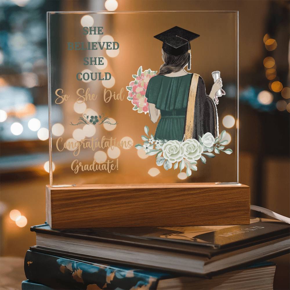 She Believed She Could Graduation Acrylic Square Plaque