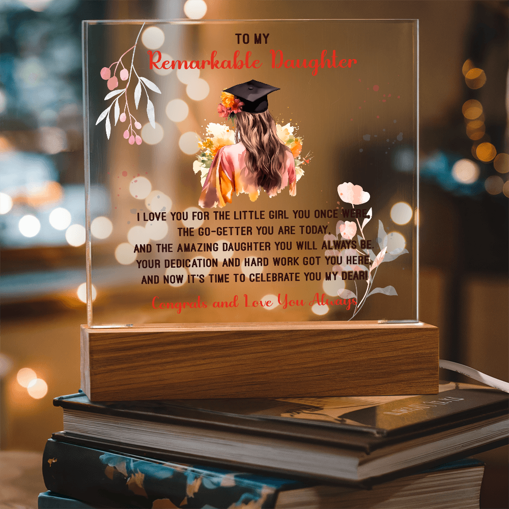 Remarkable Daughter Graduation Congratulations Acrylic Square Plaque