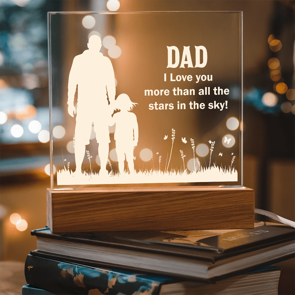 Dad I Love You More Than All the Stars Acrylic Square Plaque