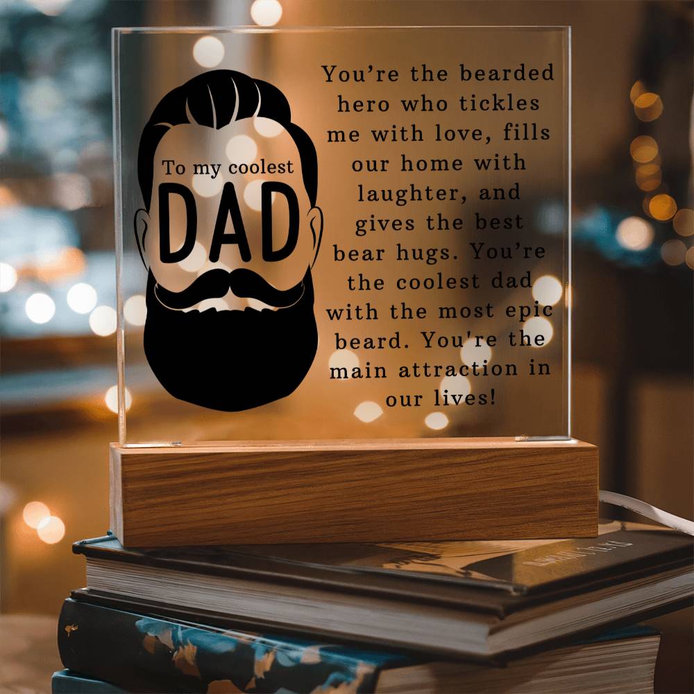 Coolest Bearded Dad Ever Acrylic Square Plaque