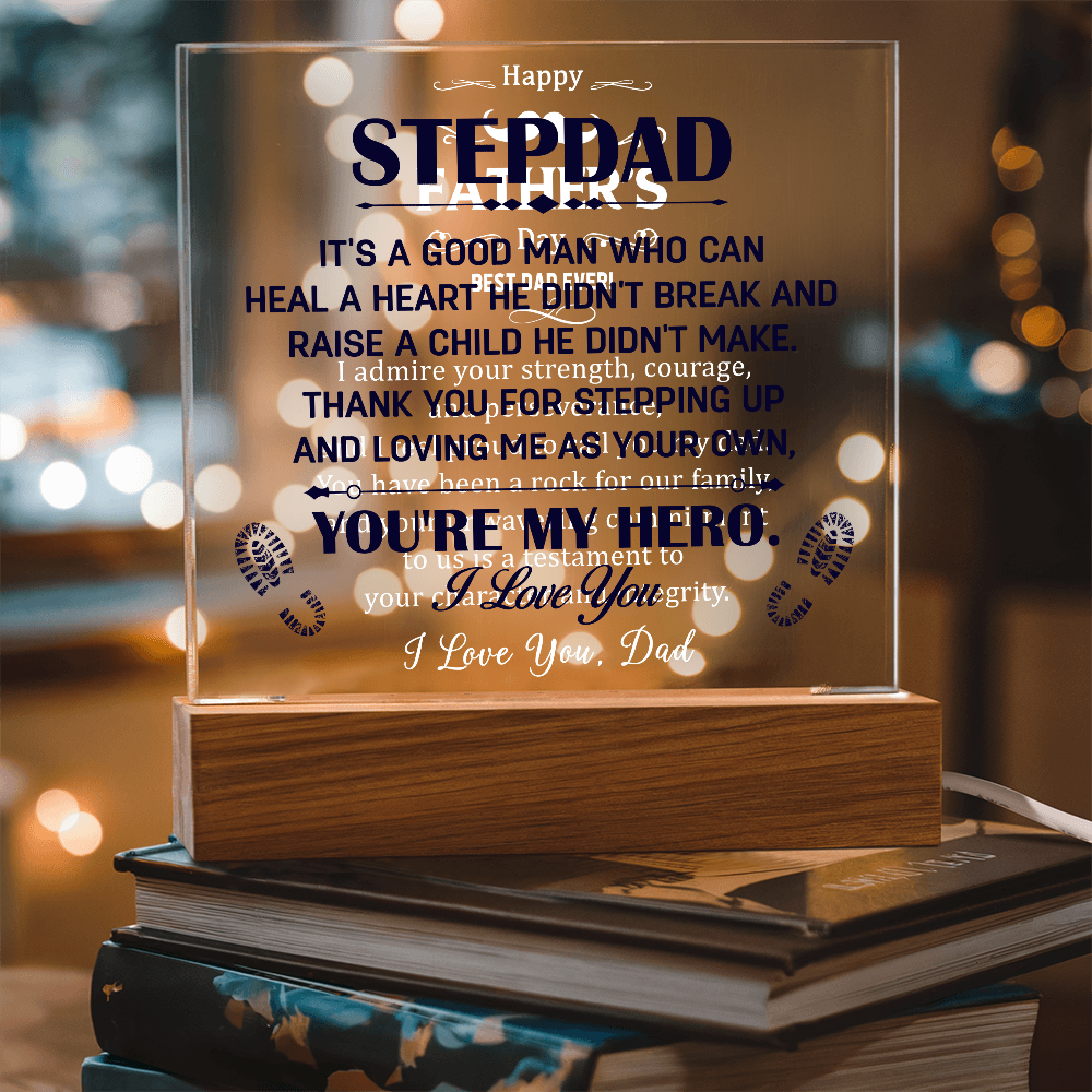 Stepdad You're My Hero Acrylic Square Plaque