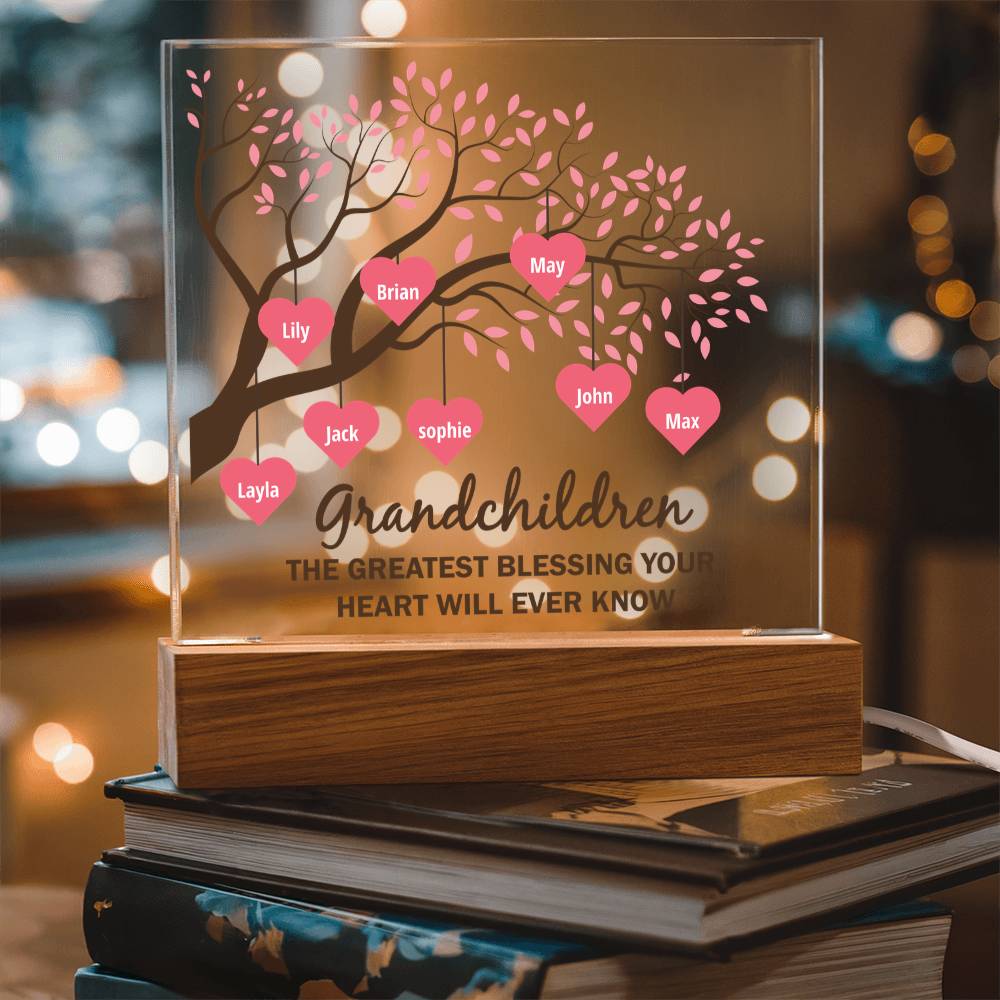 Grandchildren Greatest Blessing Personalised Acrylic Square Plaque
