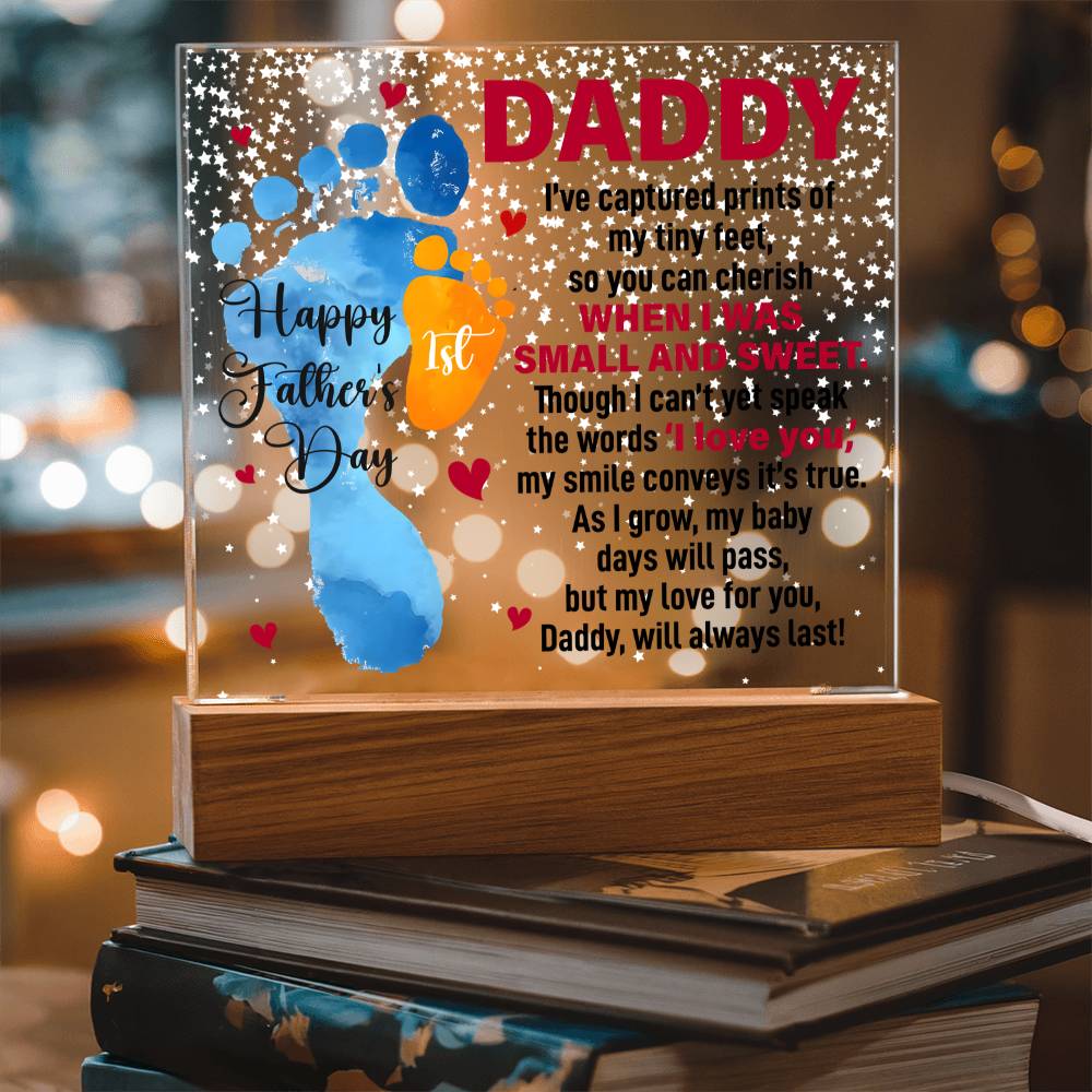 Daddy Tiny Feet Happy Father's Day Acrylic Square Plaque