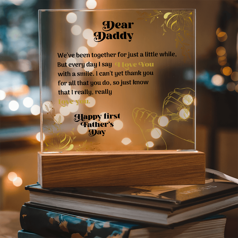Dear Daddy Happy First Father's Day Acrylic Square Plaque