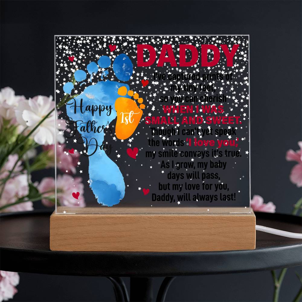 Daddy Tiny Feet Happy Father's Day Acrylic Square Plaque