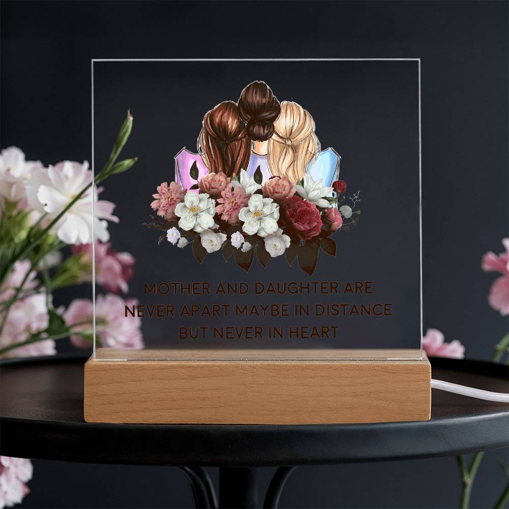 Mother and Daughter Never Apart Floral Acrylic Square Plaque