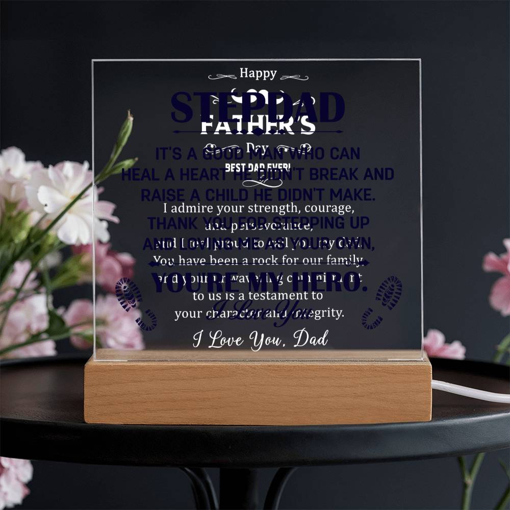 Stepdad You're My Hero Acrylic Square Plaque