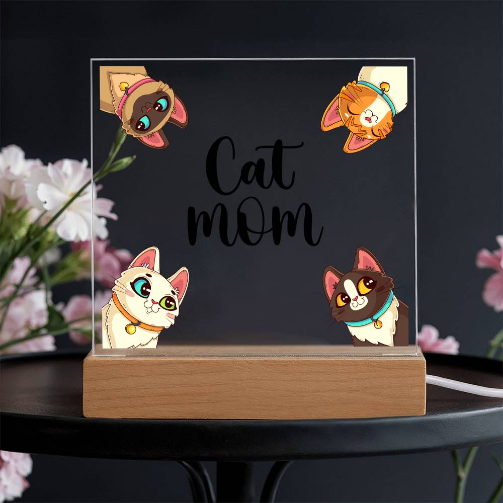 Cat Mum Acrylic Square Plaque