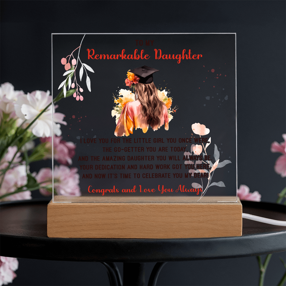 Remarkable Daughter Graduation Congratulations Acrylic Square Plaque