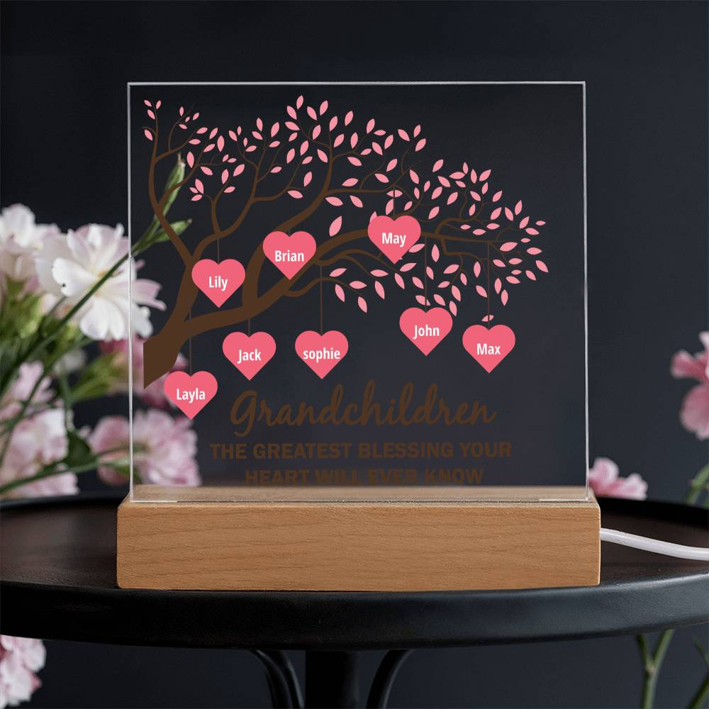 Grandchildren Greatest Blessing Personalised Acrylic Square Plaque