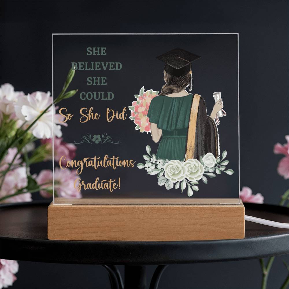 She Believed She Could Graduation Acrylic Square Plaque