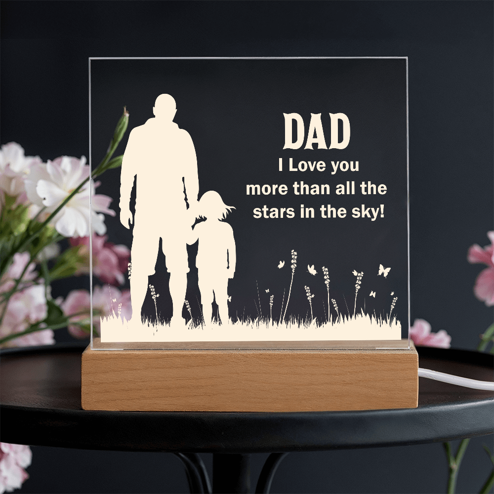 Dad I Love You More Than All the Stars Acrylic Square Plaque