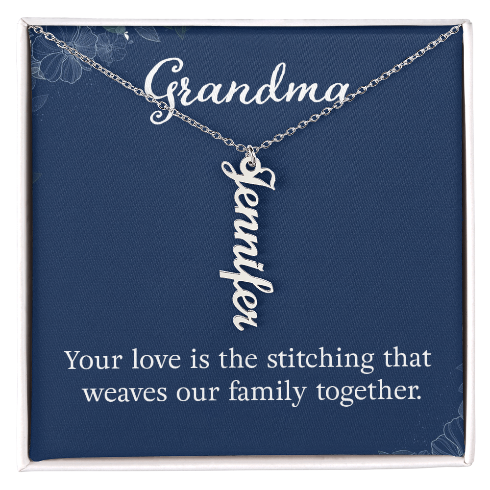Multi Vertical Name Necklace with Message Card – Design Two