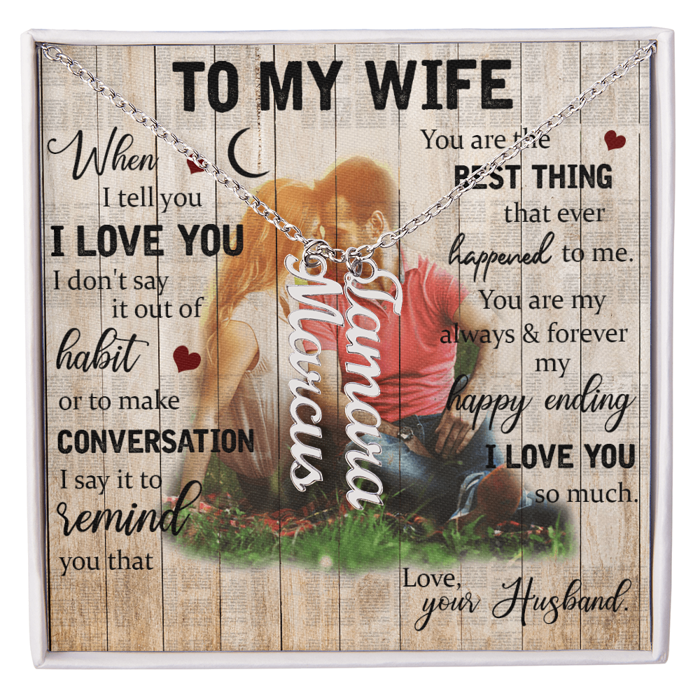 To My Wife Multi Vertical Name Necklace