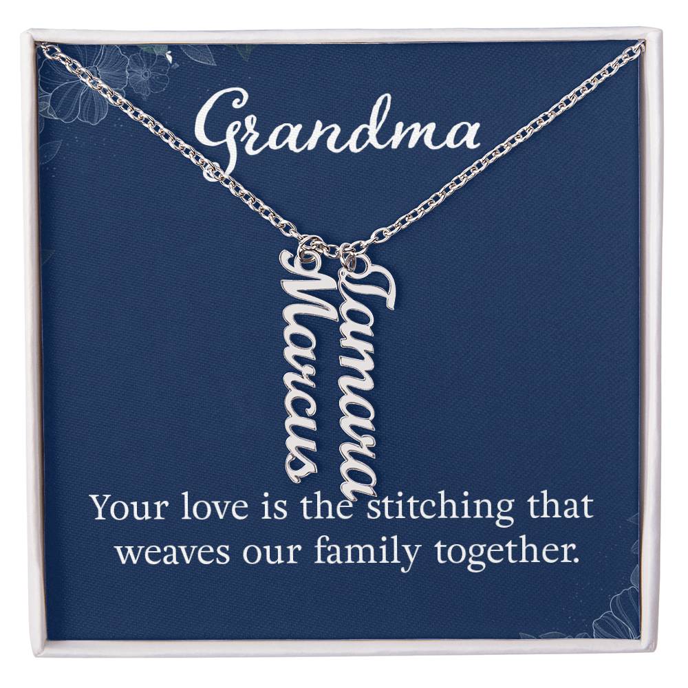 Multi Vertical Name Necklace with Message Card – Design Two