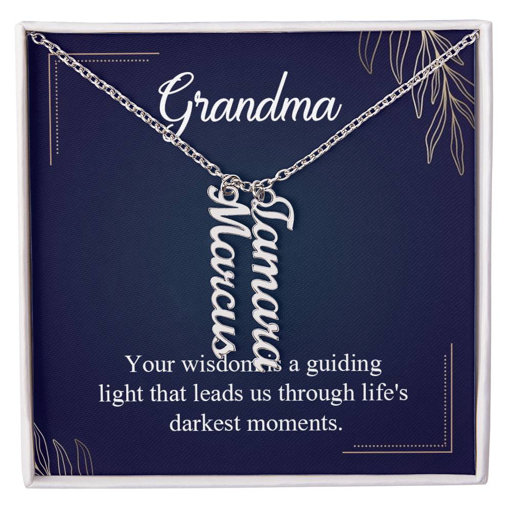 Grandma Guiding Light Multi Vertical Name Necklace