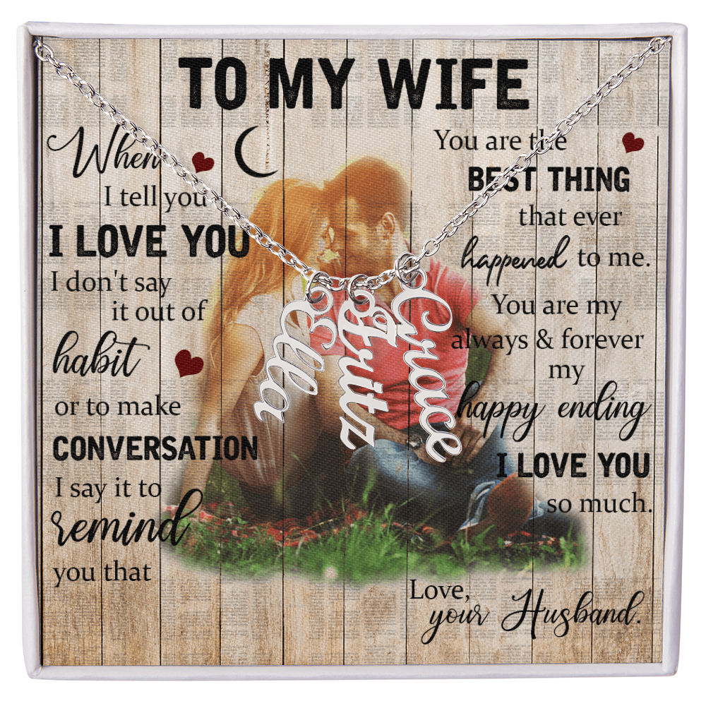 To My Wife Multi Vertical Name Necklace