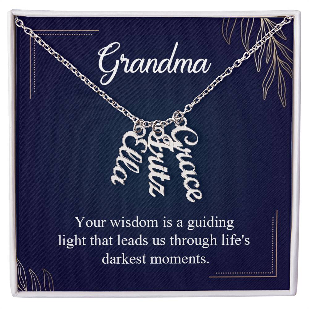 Grandma Guiding Light Multi Vertical Name Necklace