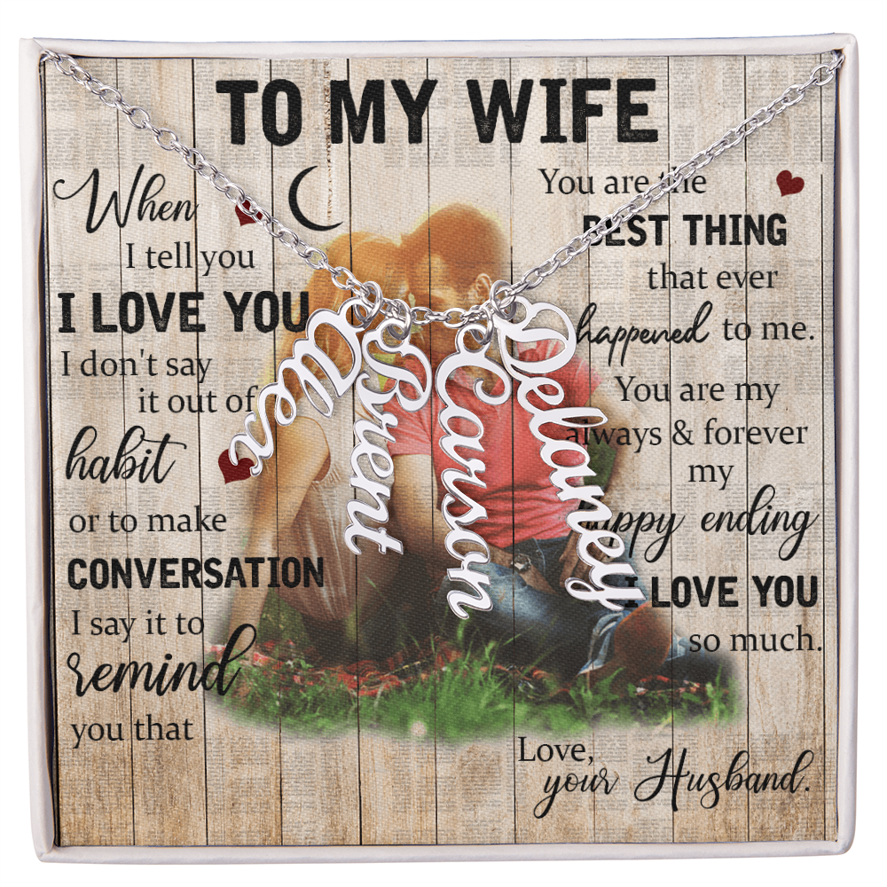 To My Wife Multi Vertical Name Necklace