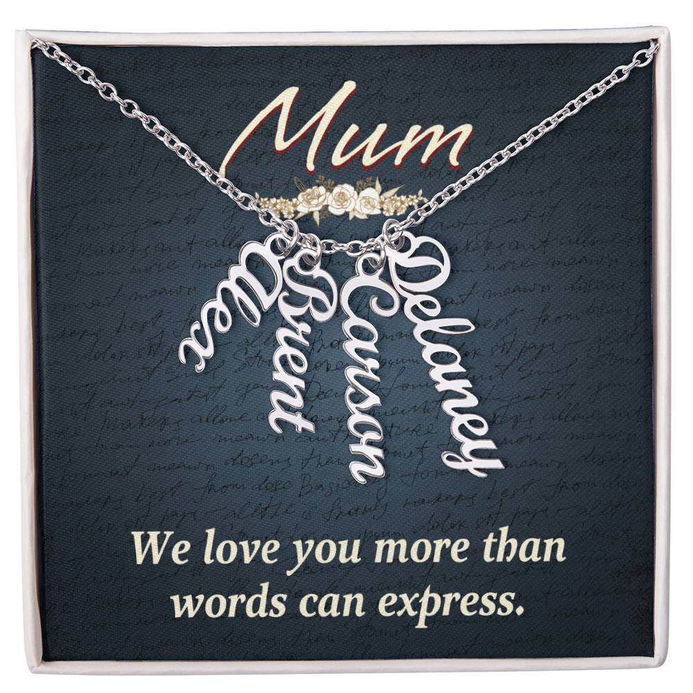 Mum More Than Words Multi Vertical Name Necklace
