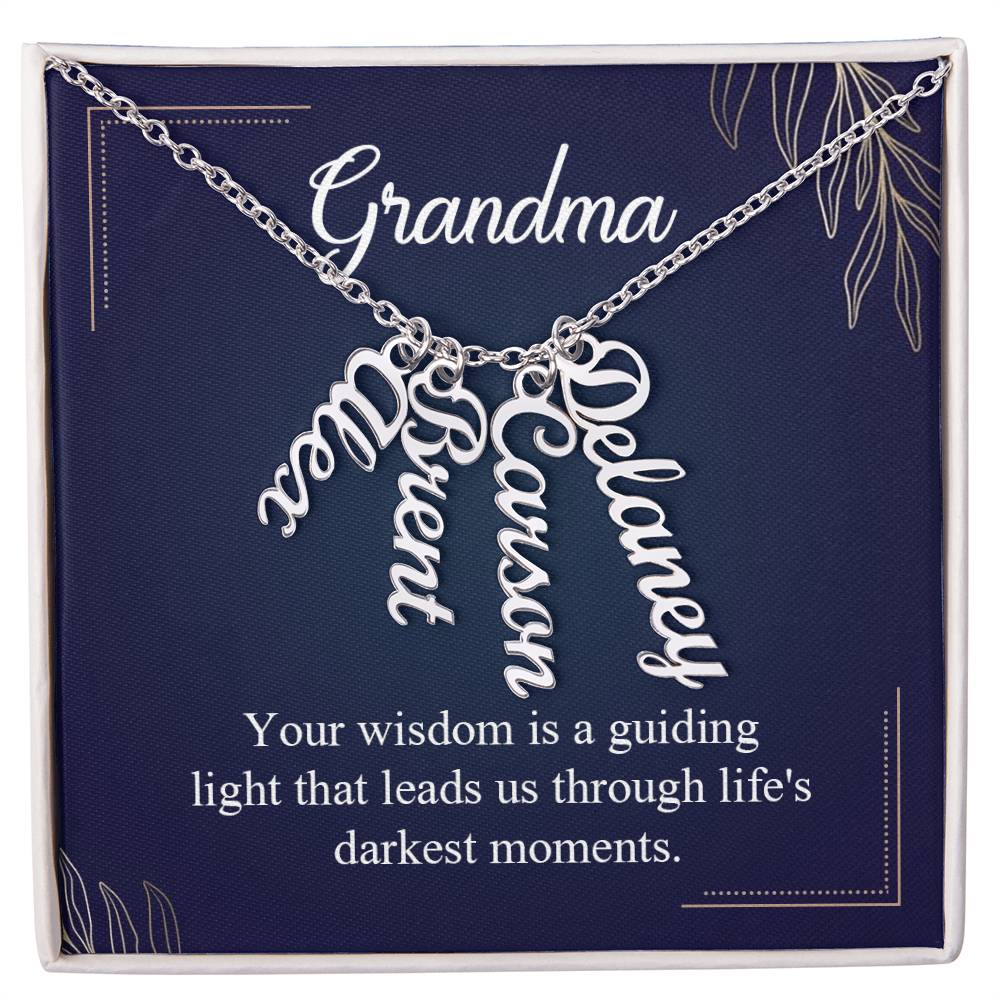 Grandma Guiding Light Multi Vertical Name Necklace