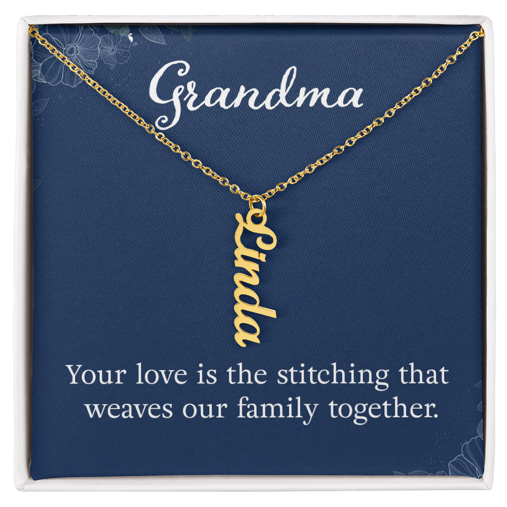 Multi Vertical Name Necklace with Message Card – Design Two