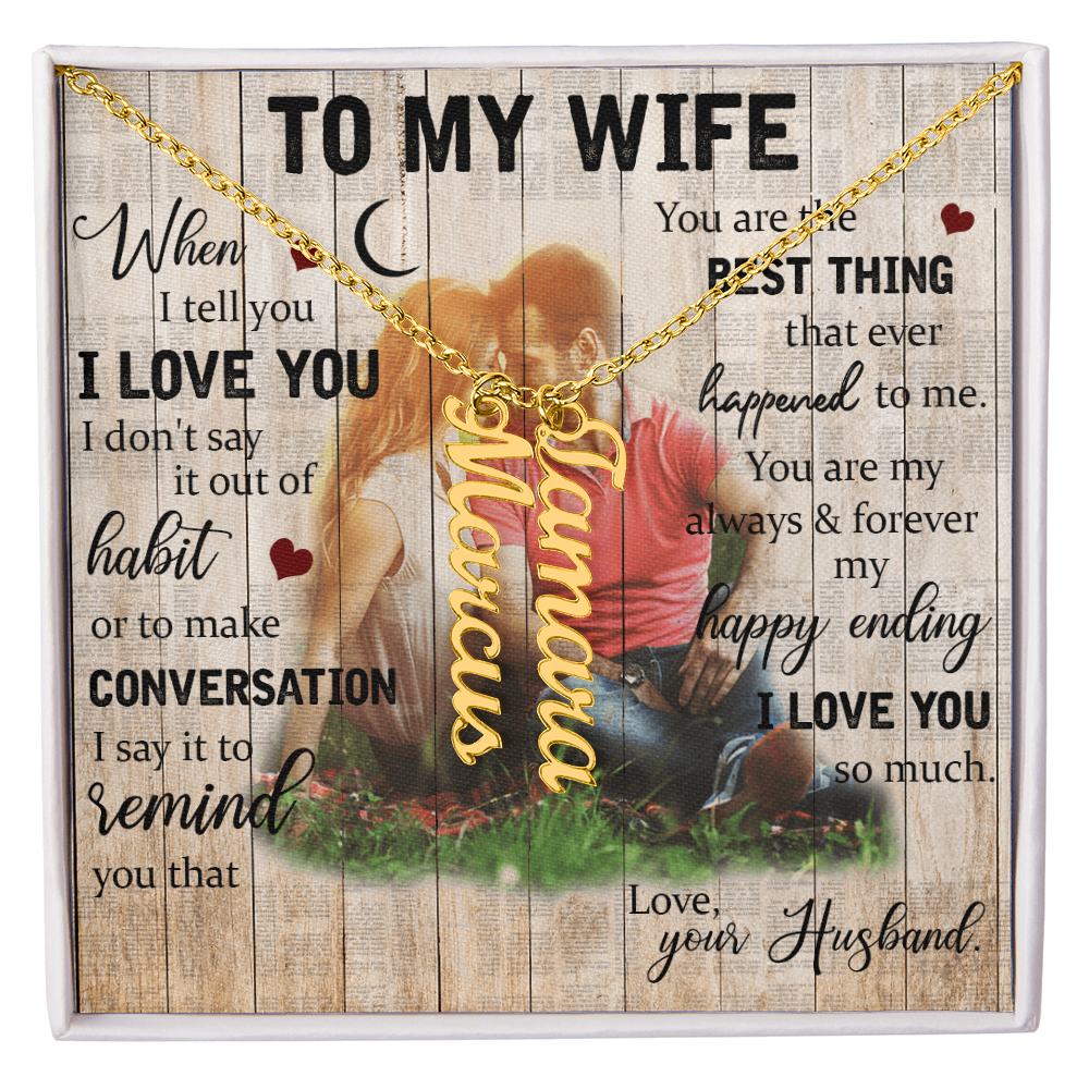 To My Wife Multi Vertical Name Necklace