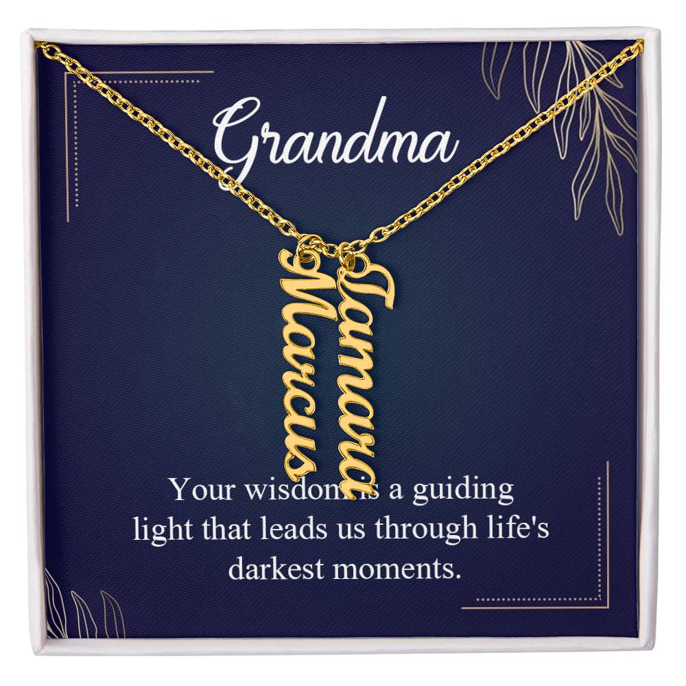 Grandma Guiding Light Multi Vertical Name Necklace