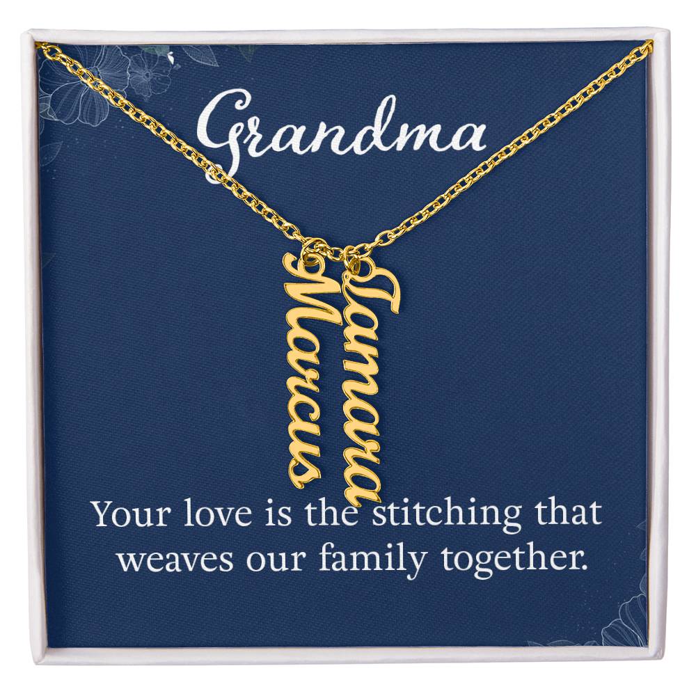 Multi Vertical Name Necklace with Message Card – Design Two
