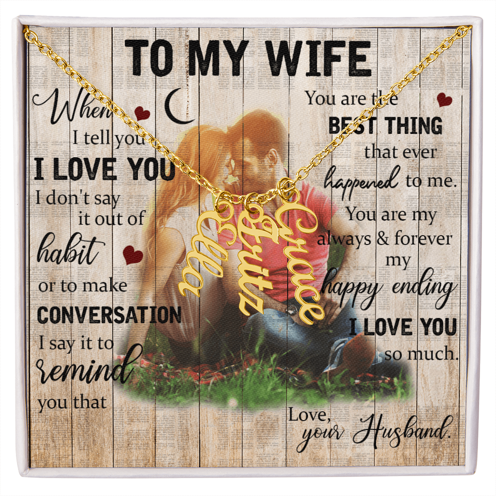 To My Wife Multi Vertical Name Necklace