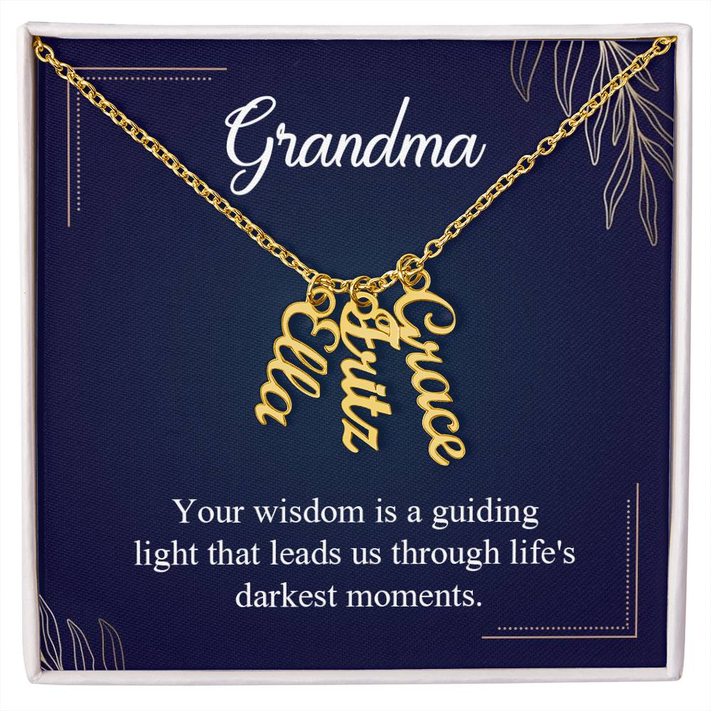 Grandma Guiding Light Multi Vertical Name Necklace