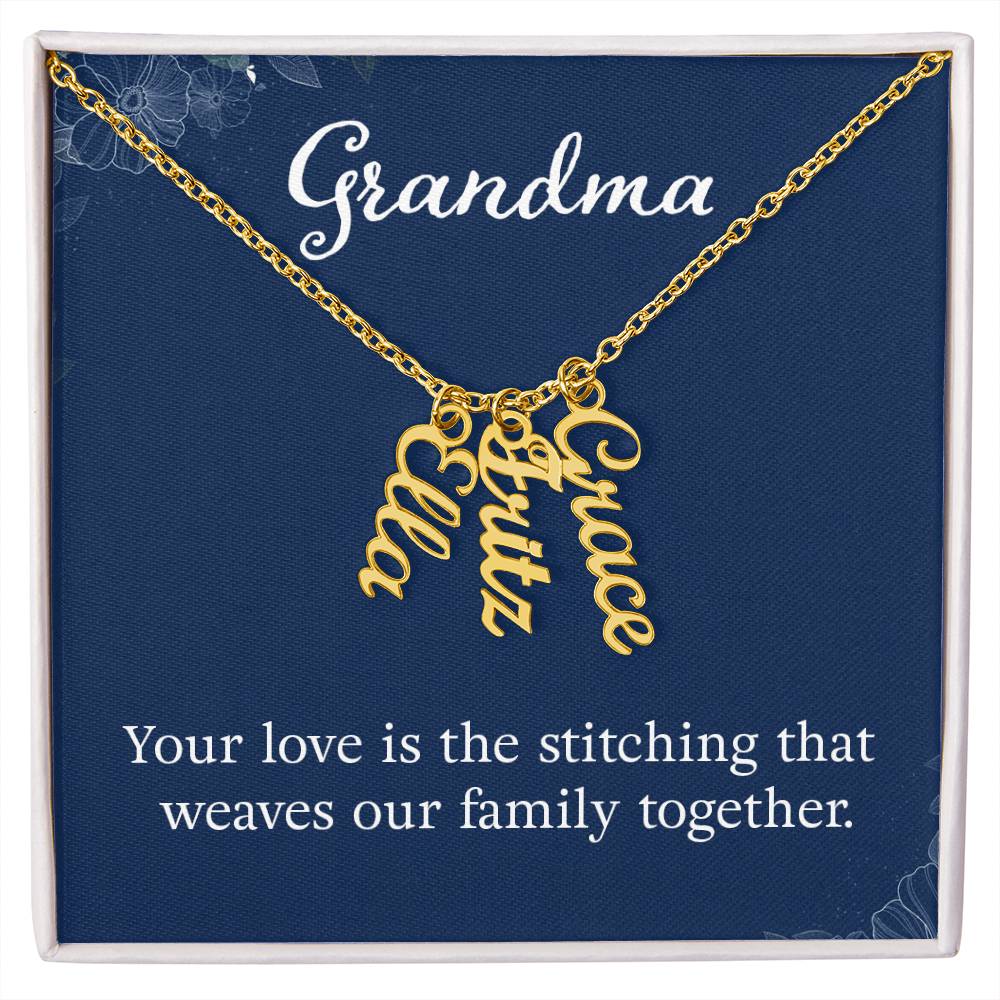 Multi Vertical Name Necklace with Message Card – Design Two