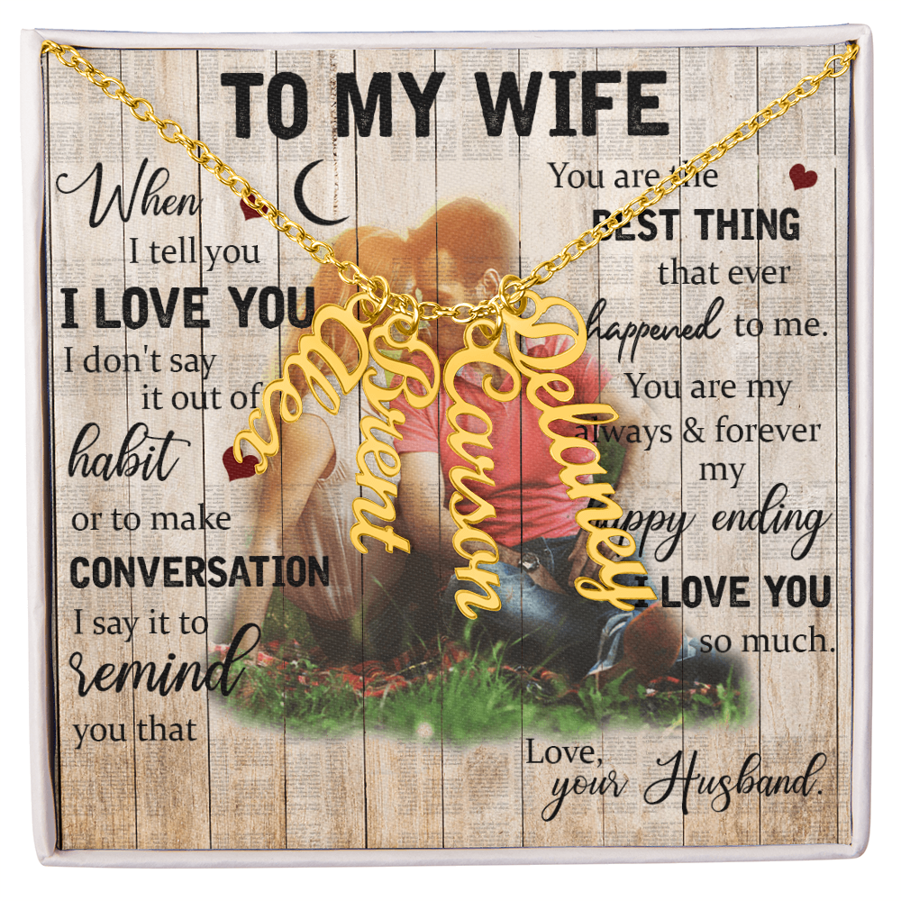 To My Wife Multi Vertical Name Necklace