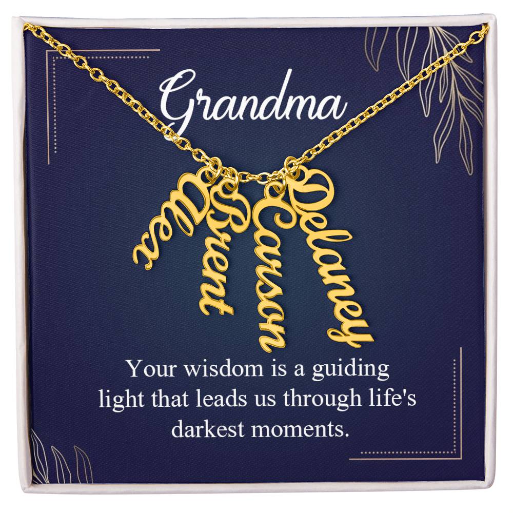 Grandma Guiding Light Multi Vertical Name Necklace