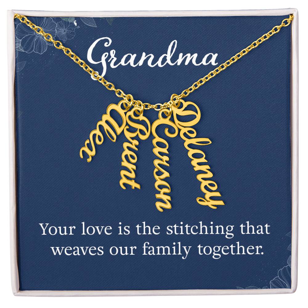 Multi Vertical Name Necklace with Message Card – Design Two