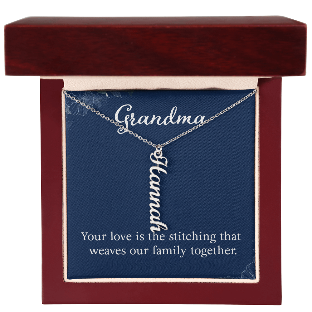 Multi Vertical Name Necklace with Message Card – Design Two