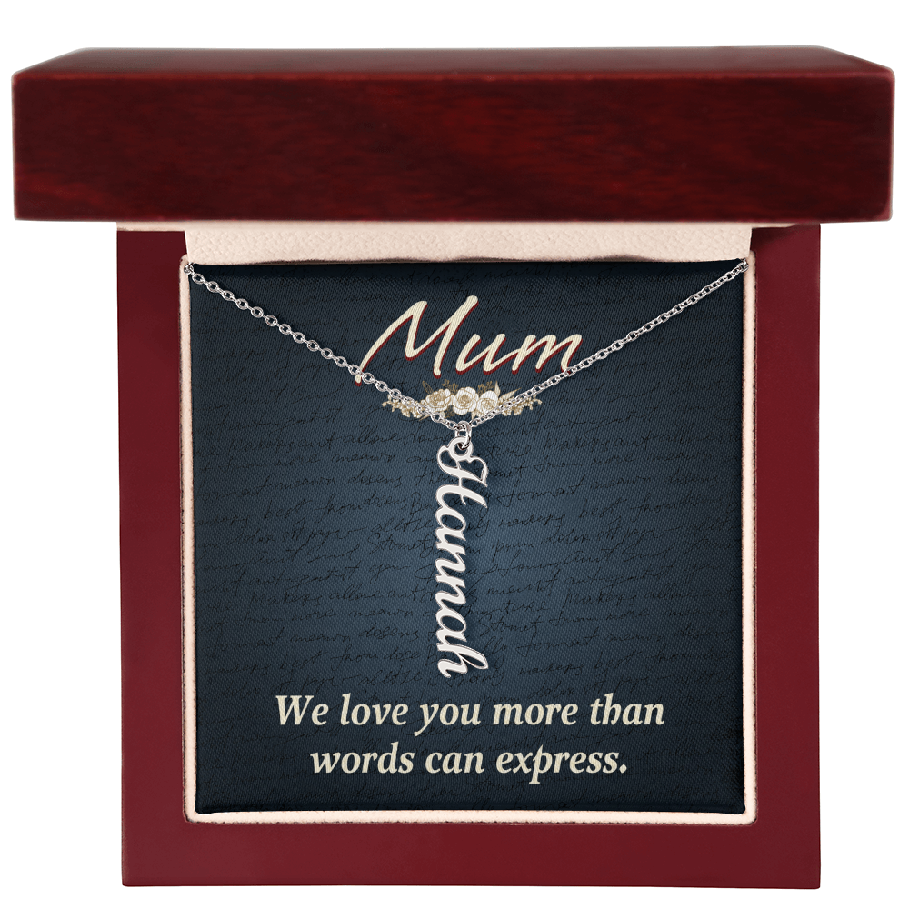 Mum More Than Words Multi Vertical Name Necklace
