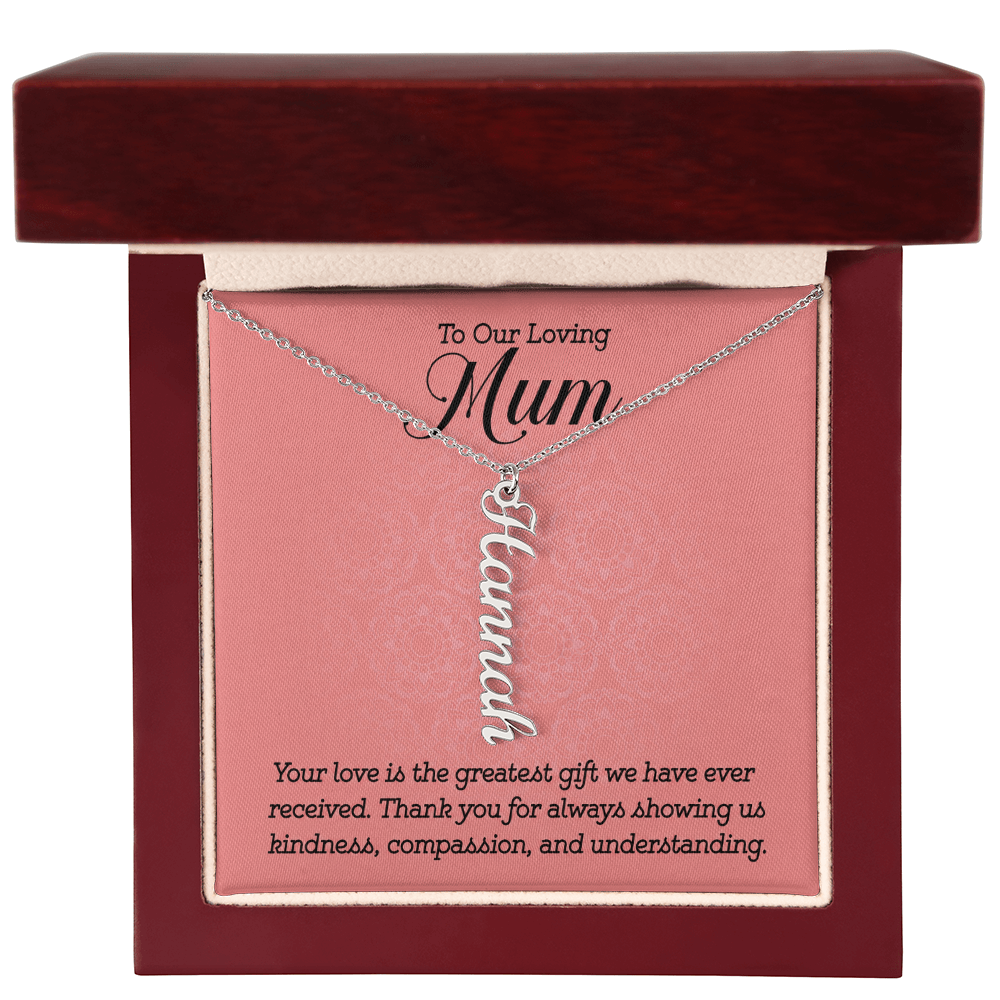 To Our Loving Mum Greatest Gift Multi Vertical Name Necklace